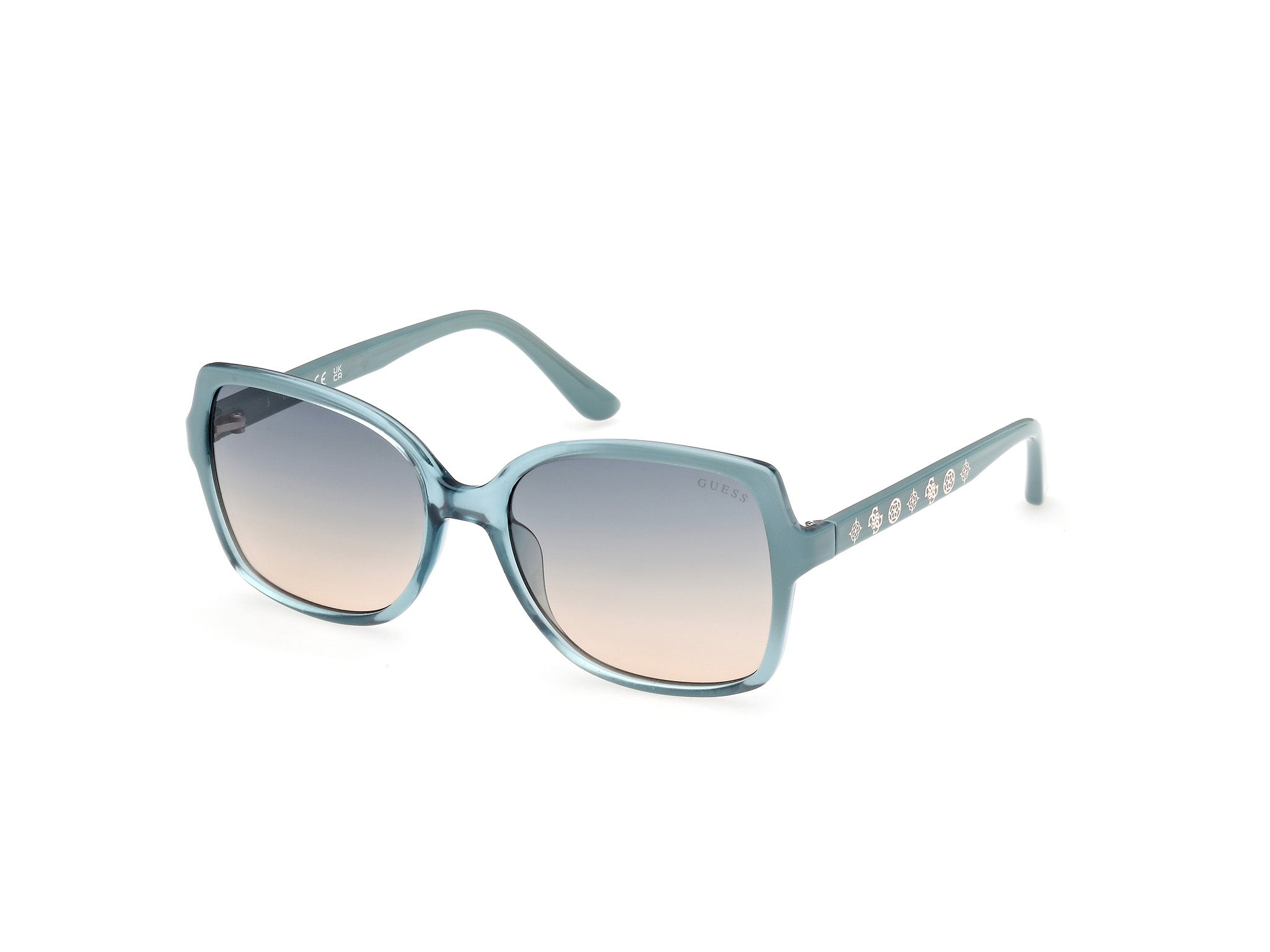 Guess Donna Gu00100 89W Occhiali Da Sole Iniettato Turchese Blu Squadrata Normale Sfumato