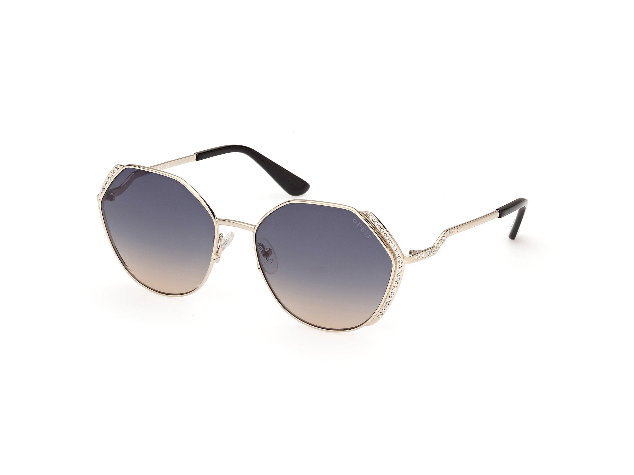 Guess Donna Gu7842-S 33W Occhiali Da Sole Metallo Oro Blu Geometrica Normale
