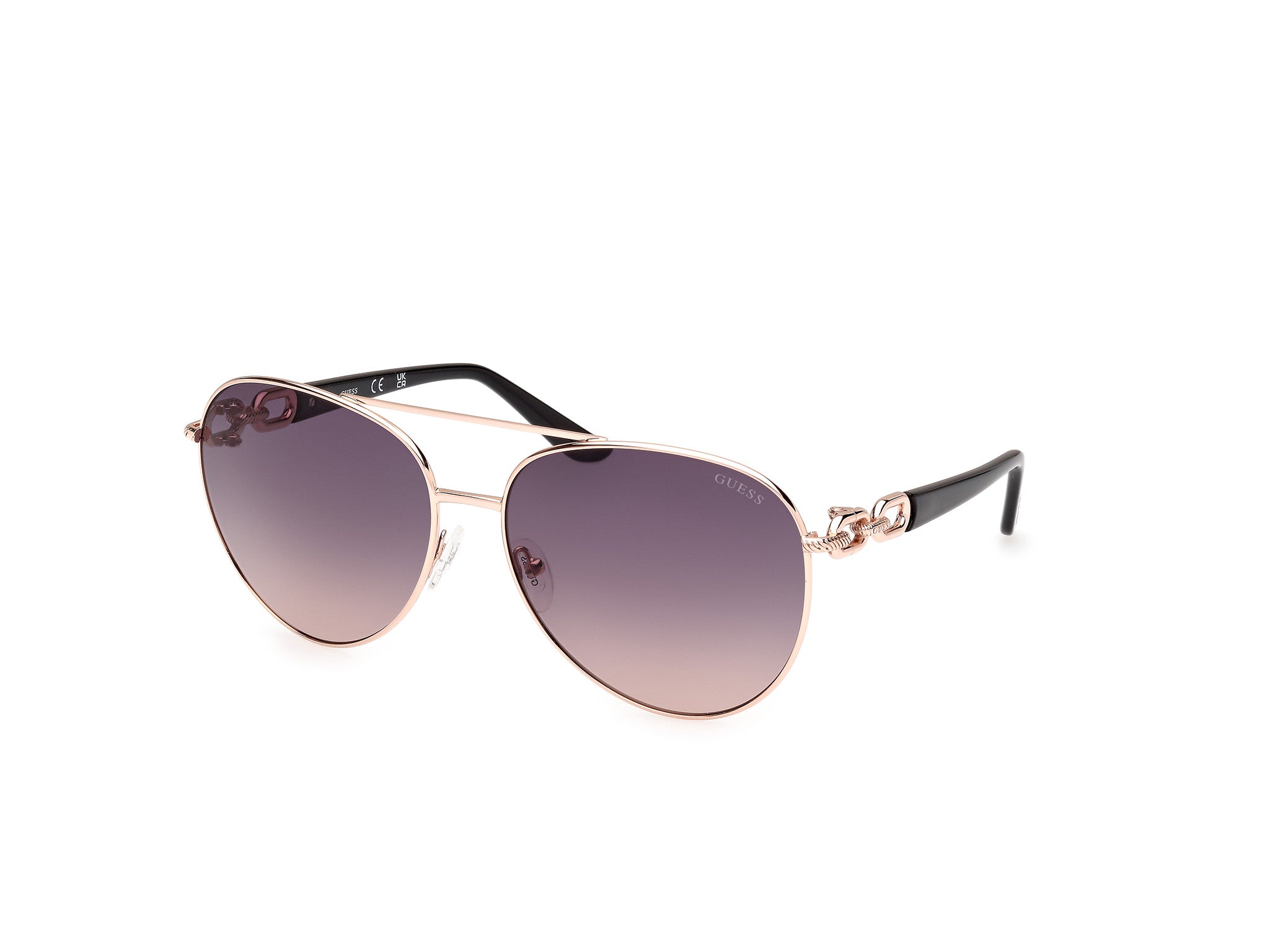Guess Donna Gu00158 28B Occhiali Da Sole Metallo Oro Fumo Pilot Normale