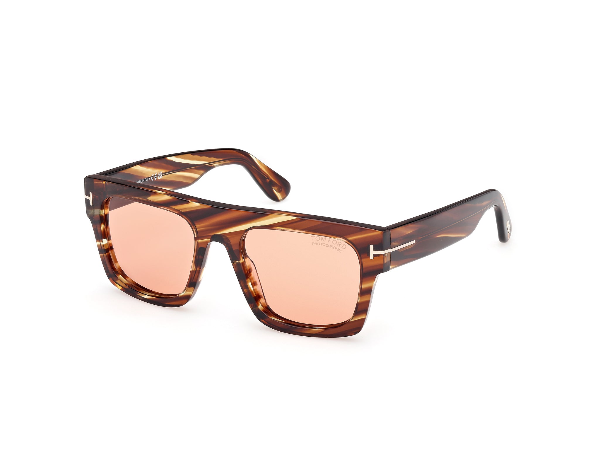 Tom Ford Uomo Ft0711 Fausto 53E Occhiali Da Sole Acetato Havana Marrone Squadrata Fotocromatiche