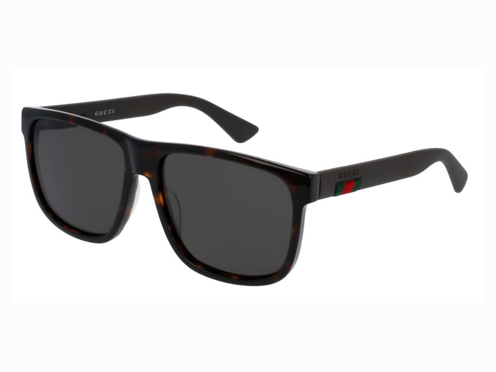 Gucci Uomo Gg0010S 003 Occhiali Da Sole Acetato Havana Grigio Squadrata Polarizzata