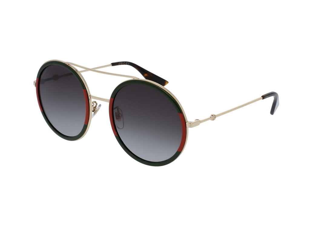 Gucci Donna Gg0061S 003 Occhiali Da Sole Metallo Oro Verde Rotonda Normale