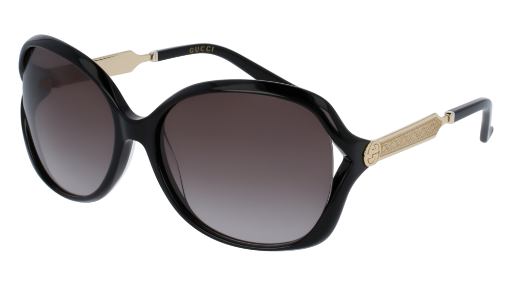 Gucci Donna Gg0076S 002 Occhiali Da Sole Iniettato Nero Grigio Rotonda Normale Sfumato