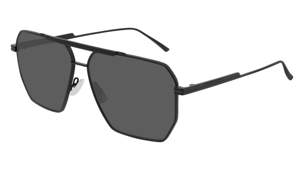 Bottega Veneta Uomo Bv1012S 001 Occhiali Da Sole Metallo Nero Grigio Pilot Normale