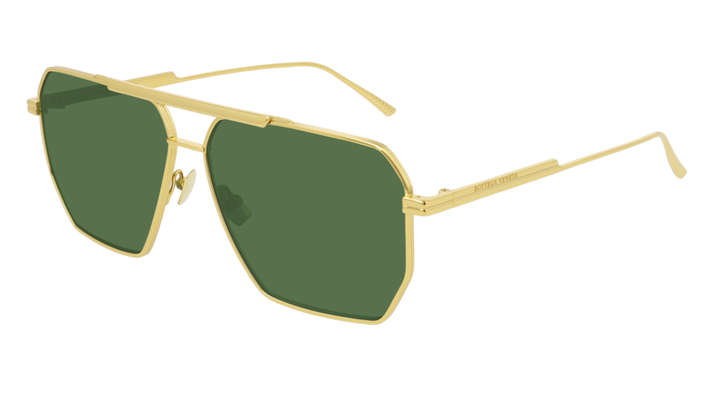 Bottega Veneta Uomo Bv1012S 004 Occhiali Da Sole Metallo Oro Verde Pilot Normale