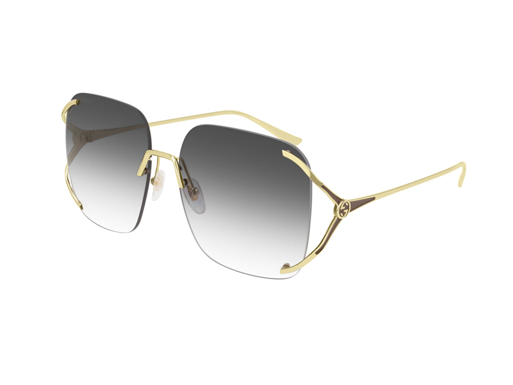 Gucci Donna Gg0646S 001 Occhiali Da Sole Metallo Oro Grigio Squadrata Normale Sfumato