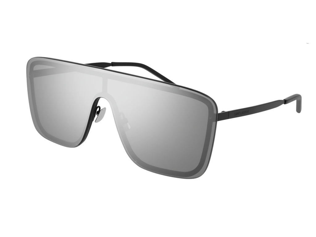 Saint Laurent Unisex Sl 364 Mask 003 Occhiali Da Sole Metallo Nero Argento Squadrata Normale Specchiato