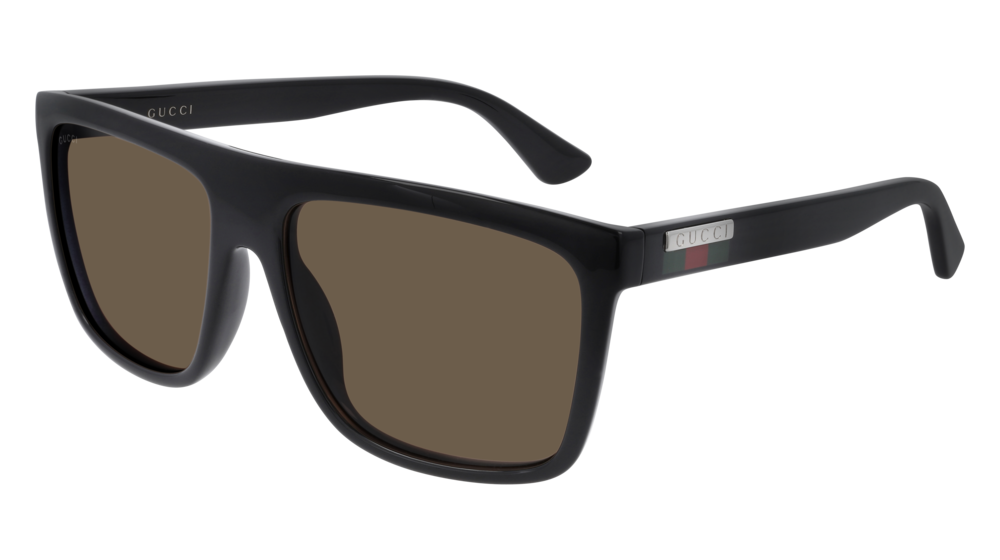 Gucci Uomo Gg0748S 002 Occhiali Da Sole Iniettato Nero Marrone Squadrata Normale