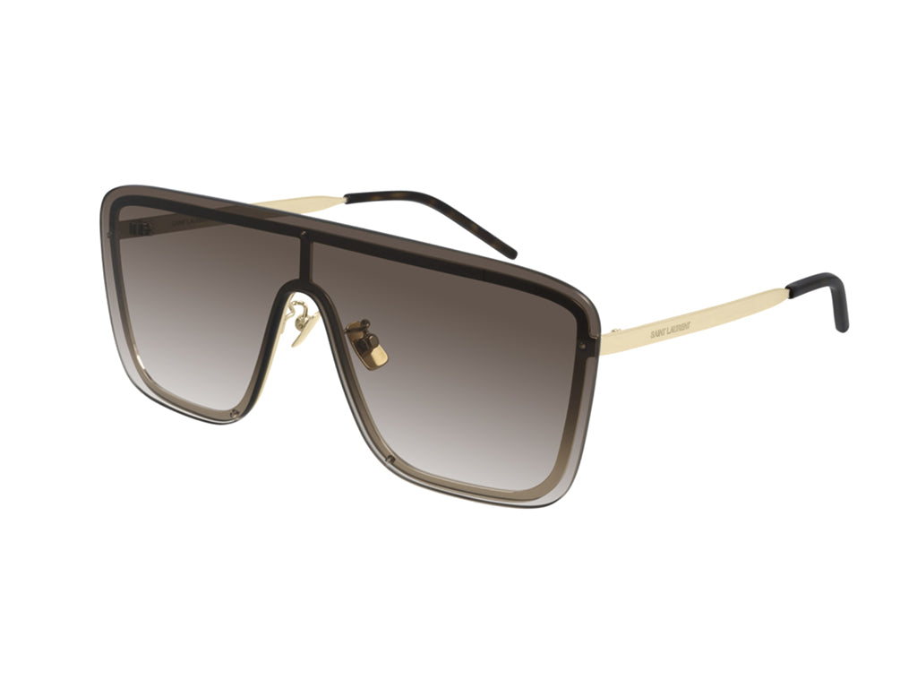 Saint Laurent Unisex Sl 364 Mask 006 Occhiali Da Sole Metallo Oro Marrone Maschera Normale
