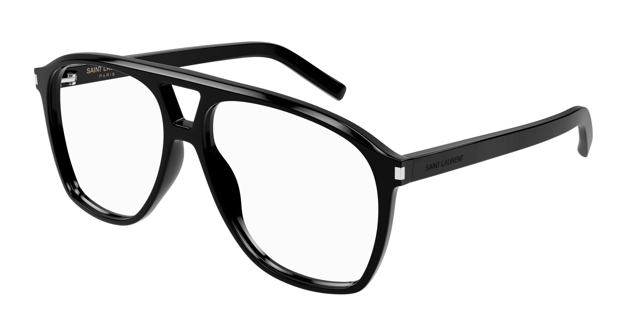 Saint Laurent Donna Sl 596 Dune Opt 001 Montature Da Vista Acetato Nero Trasparente Pilot