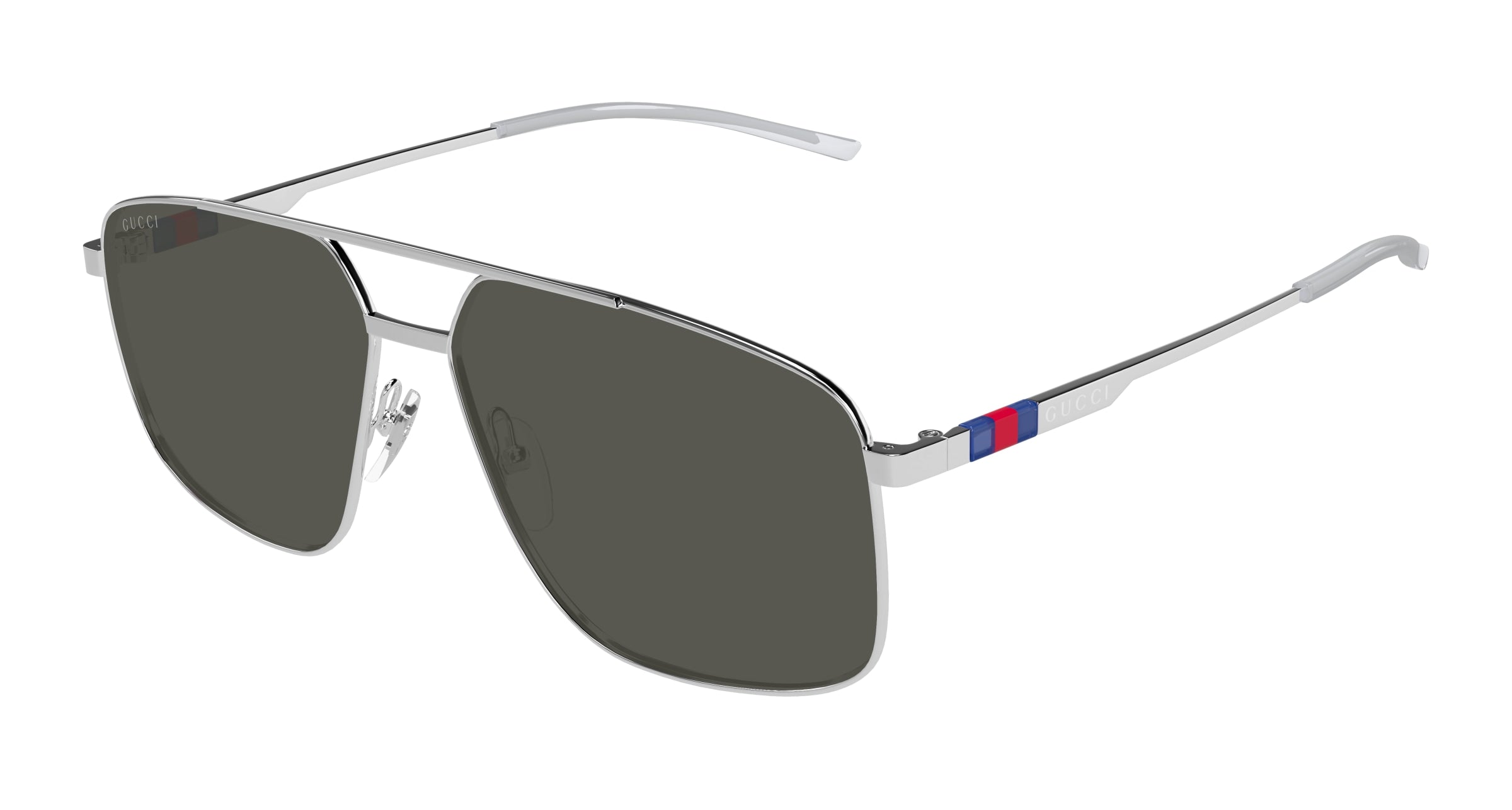 Gucci Uomo Gg1676S 001 Occhiali Da Sole Metallo Argento Grigio Pilot