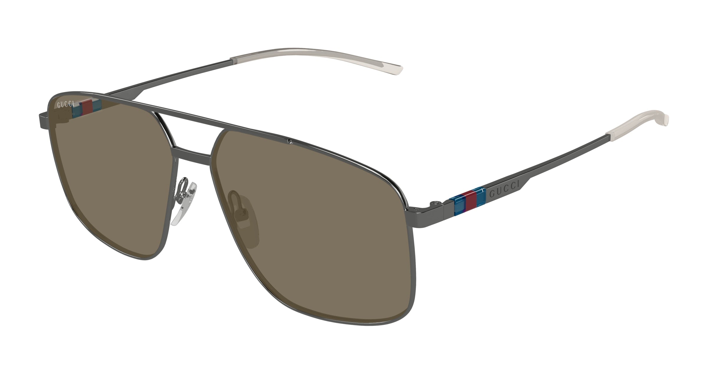 Gucci Uomo Gg1676S 003 Occhiali Da Sole Metallo Rutenio Marrone Pilot