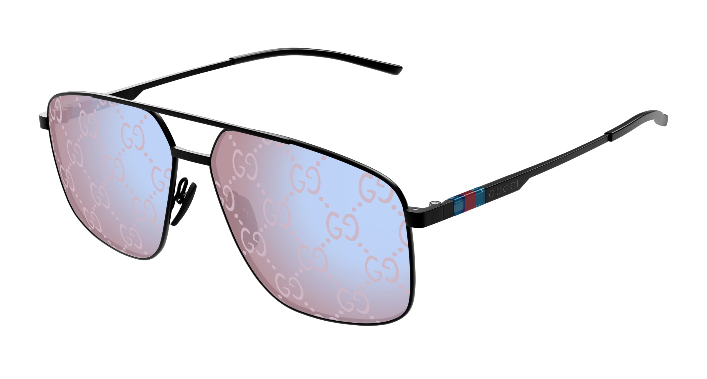 Gucci Uomo Gg1676S 005 Occhiali Da Sole Metallo Nero Viola Pilot