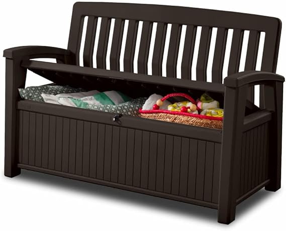 Keter cassapanca da giardino patio storage bench, 227 litri, 132.7x 63.5 x 89.5 cm, grafite