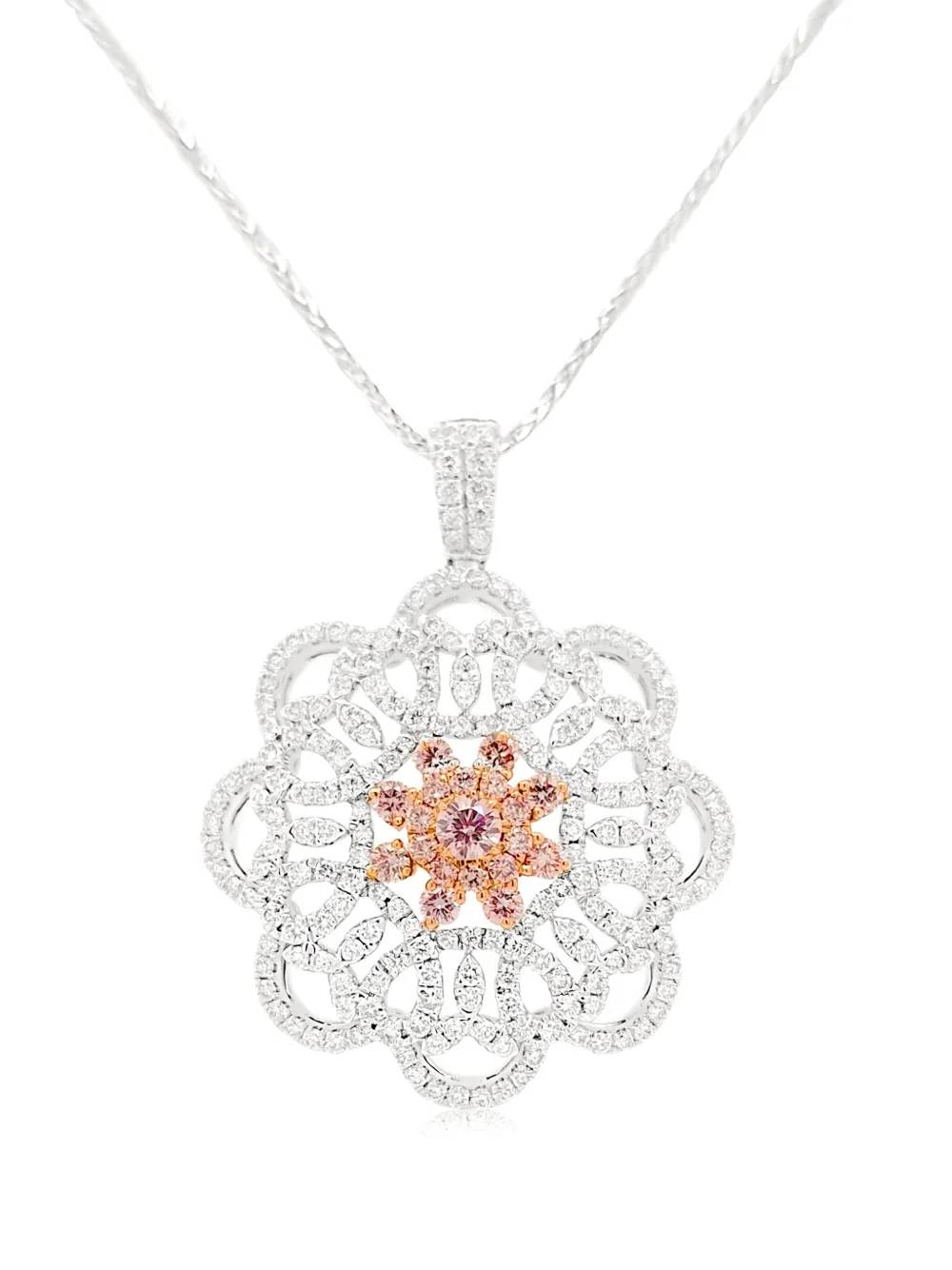 HYT Jewelry 18K white gold and platinum diamond pendant necklace - Argento