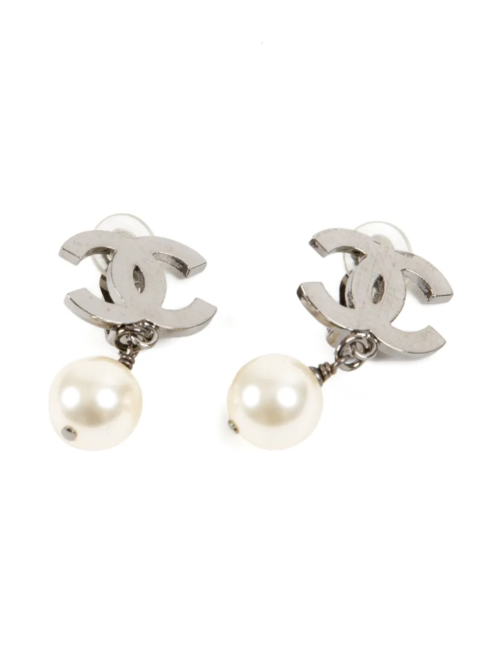 CHANEL Pre-Owned 2010 Interlocking CC clip-on earrings - Argento