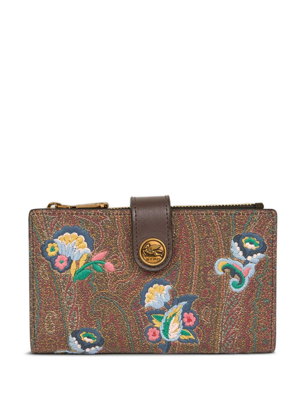 ETRO floral-embroidery wallet - Marrone