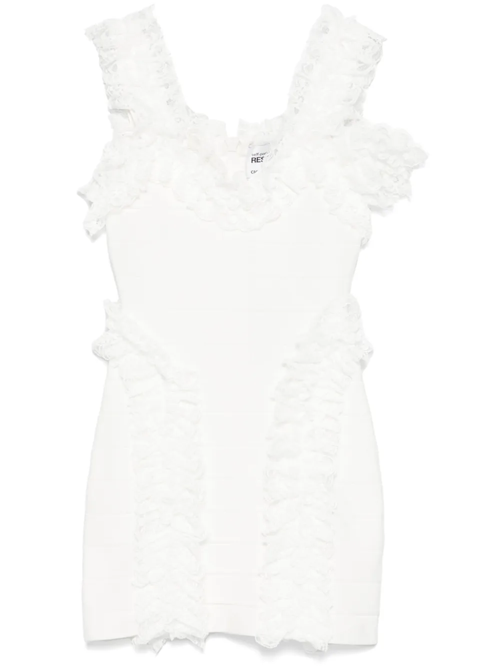 Self-Portrait Abito corto in maglia con ruches SELF-PORTRAIT x Christopher Kane - Bianco