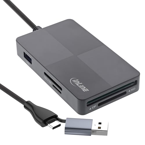 Inline Usb 3.2 Multi Card Reader Hub, Lettore Di Schede, Per Sd/Tf/Ms/Xd/Cf, 3 Porte Usb-A, 5 Gb/S, Dual Usb-C/A, Funzione Otg, Compatibile Con Androi
