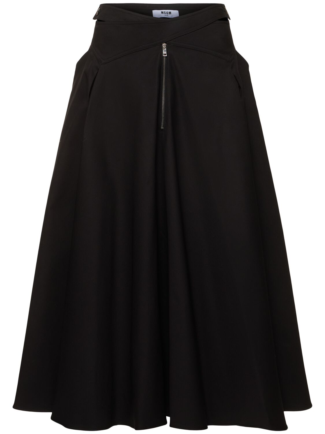 Stretch Cotton Midi Skirt