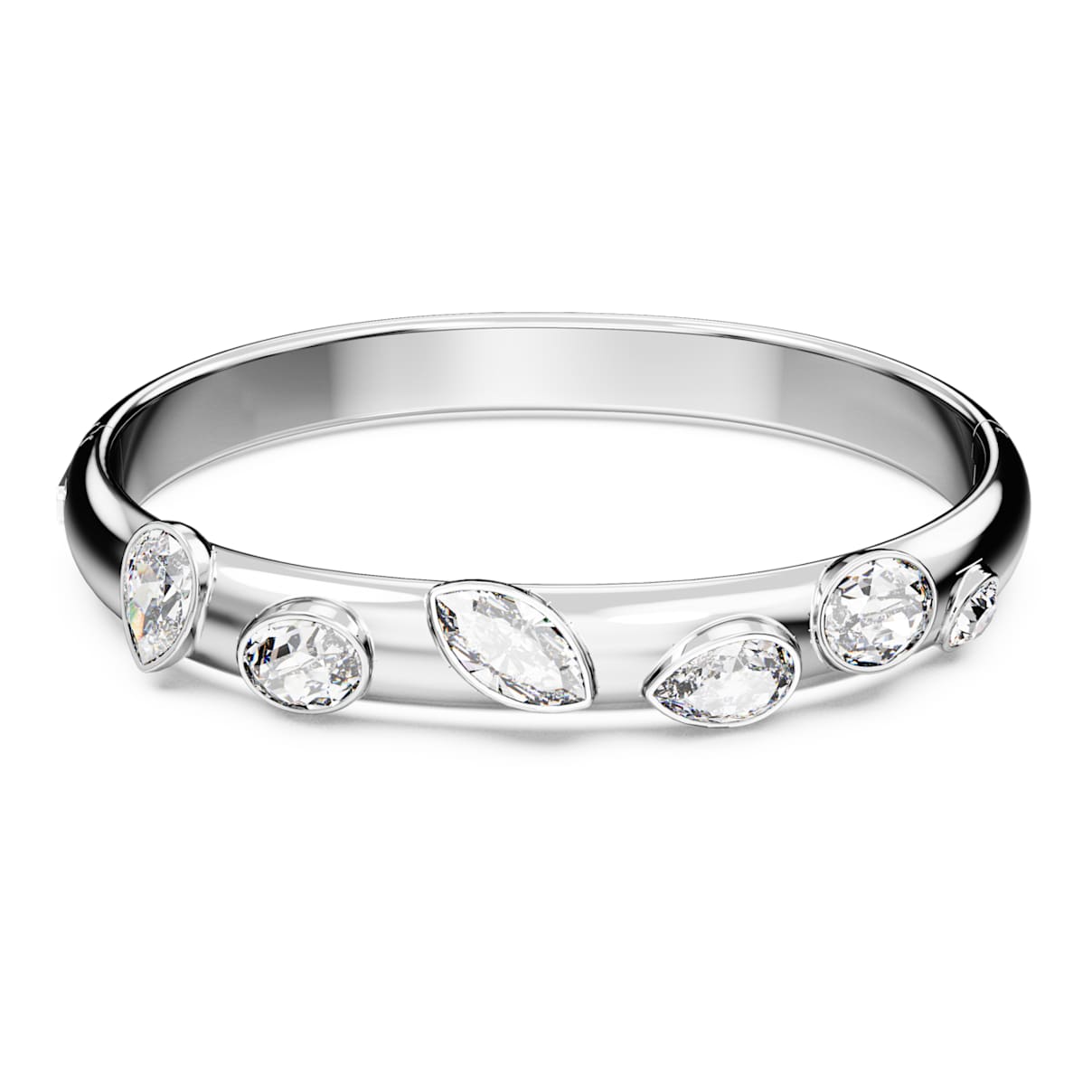 Bracciale rigido Imber, Taglio misto, Bianco, Placcato rodio
