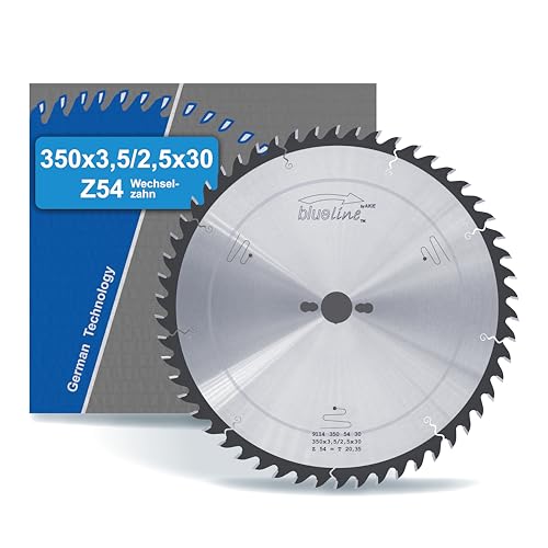 Ake Blueline - Lama Per Sega Circolare | 350 X 30 Z54 Denti Alternati, Metallo Duro | Taglio Medio Fine | Per Legno, Legno Rivestito | Su Sega Circola