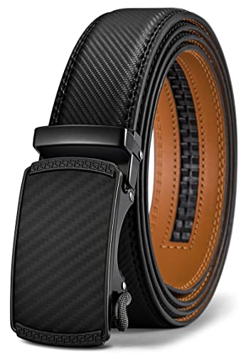 Bulliant Cintura Uomo, Cintura Pelle Uomo Cricchetto Automatica Fibbia 35Mm,Trim Regolabile Per Adattars,Nero231,110Cm/30-36Vita Regolabile
