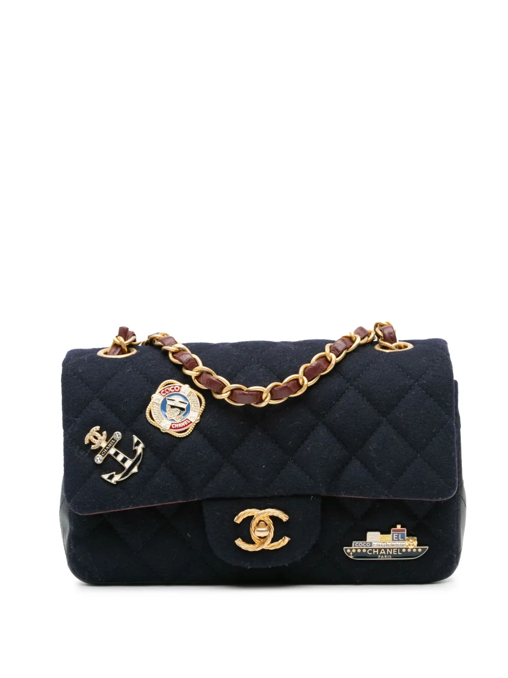 CHANEL Pre-Owned 2018-2019 Mini Rectangular Classic Jersey Sailor Single Flap crossbody bag - Blu