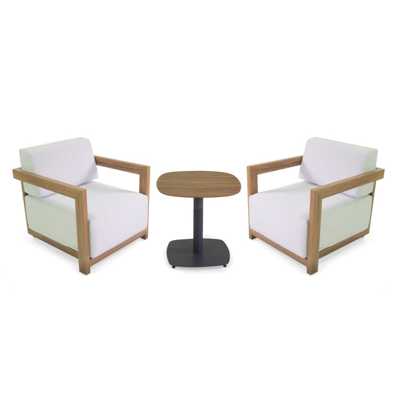 Salotto alluminio frederik effetto legno con cuscini bianco 3 pezzi