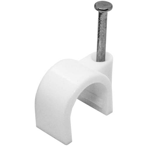 Lumonic 100X Morsetto A Chiodo 14Mm Per Cavo Bianco - Morsetto Per Cavo Con Chiodo Da 30Mm, Ad Esempio Per Il Montaggio A Parete - Morsetti Per Cavo D