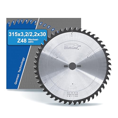 Ake Blueline - Lama Per Sega Circolare | 315 X 30 Z48 Denti Alternati, Metallo Duro | Taglio Medio Fine | Per Legno, Legno Rivestito | Su Sega Circola