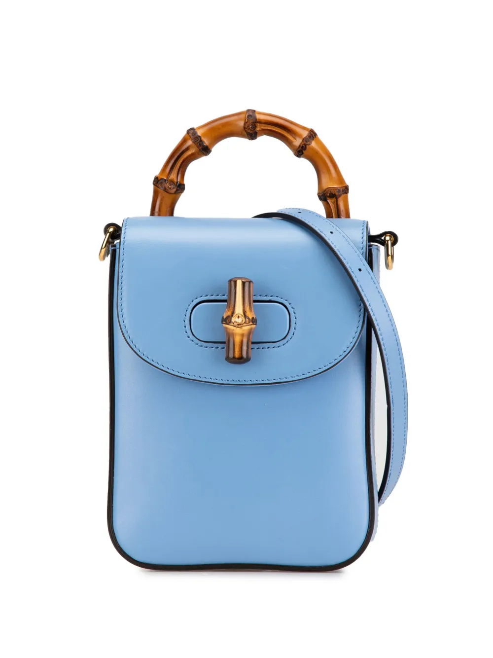 Gucci Pre-Owned 2016-2024 Calfskin Bamboo Top Handle Bag satchel - Blu