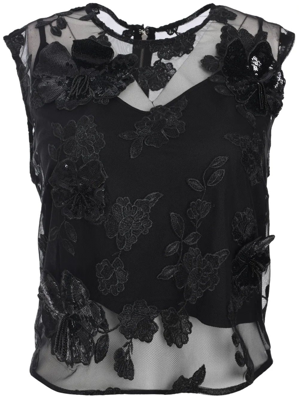 ROTATE BIRGER CHRISTENSEN mesh flower top - Nero