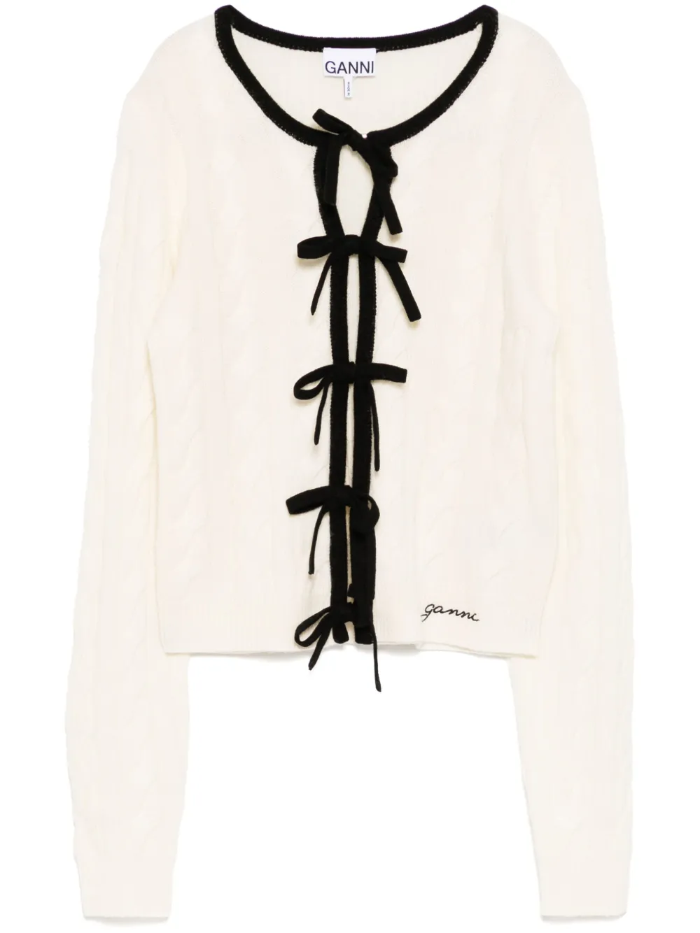 GANNI Cardigan con lacci - Bianco