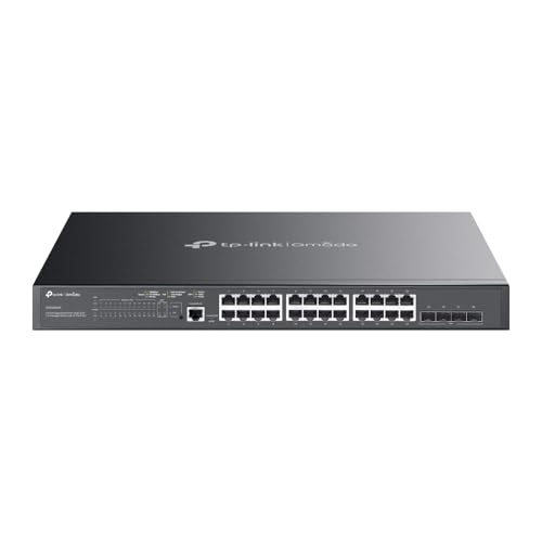 Tp-Link Switch Gestito Poe+ 24 Porte Gigabit L2+ Con 4 Slot 10 G-Sfp+ (10 G Uplink, 384 Watt, Gestione Cloud Centrale, Integrato In Omada-Sdn, Support