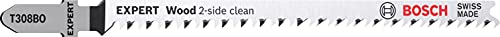 Bosch Professional 2 X Lame Per Seghetto Alternativo Expert 'Wood 2-Side Clean' T 308 Bo (Per Compensato, Piastra Per Mobili In Legno Massello, Lunghe