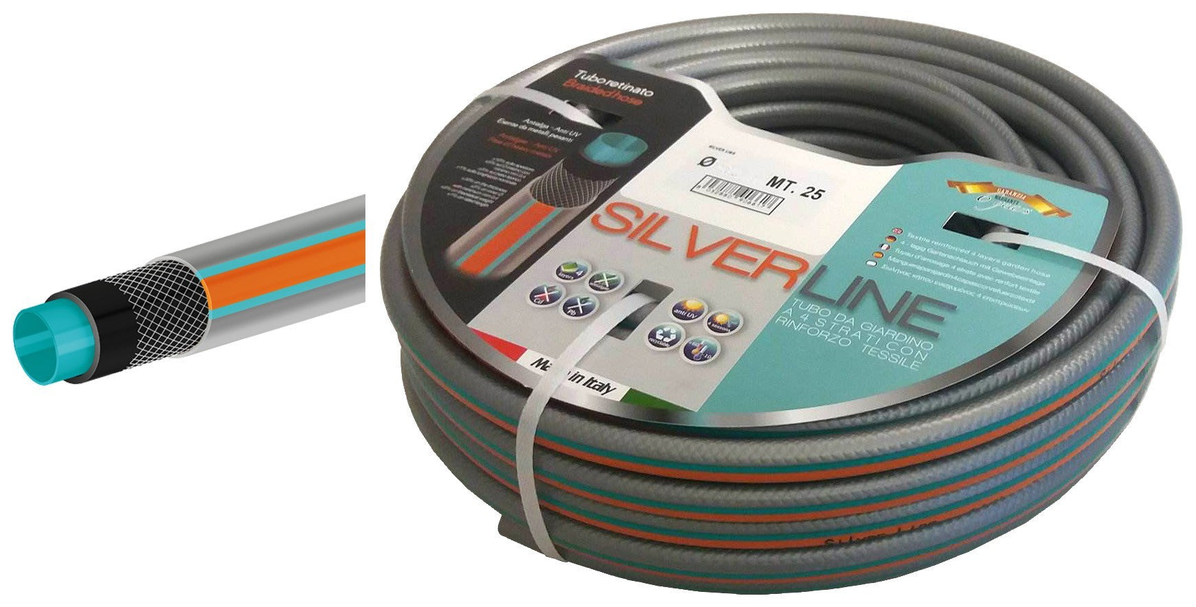 Tubo retinato qualita' superiore 'silverline' 1 x25 mt. antigelo antialga