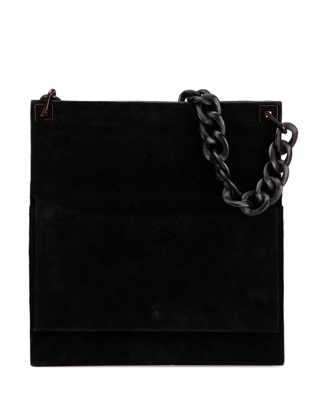 Gucci Pre-Owned 2000-2015 Wood Chain Suede shoulder bag - Nero