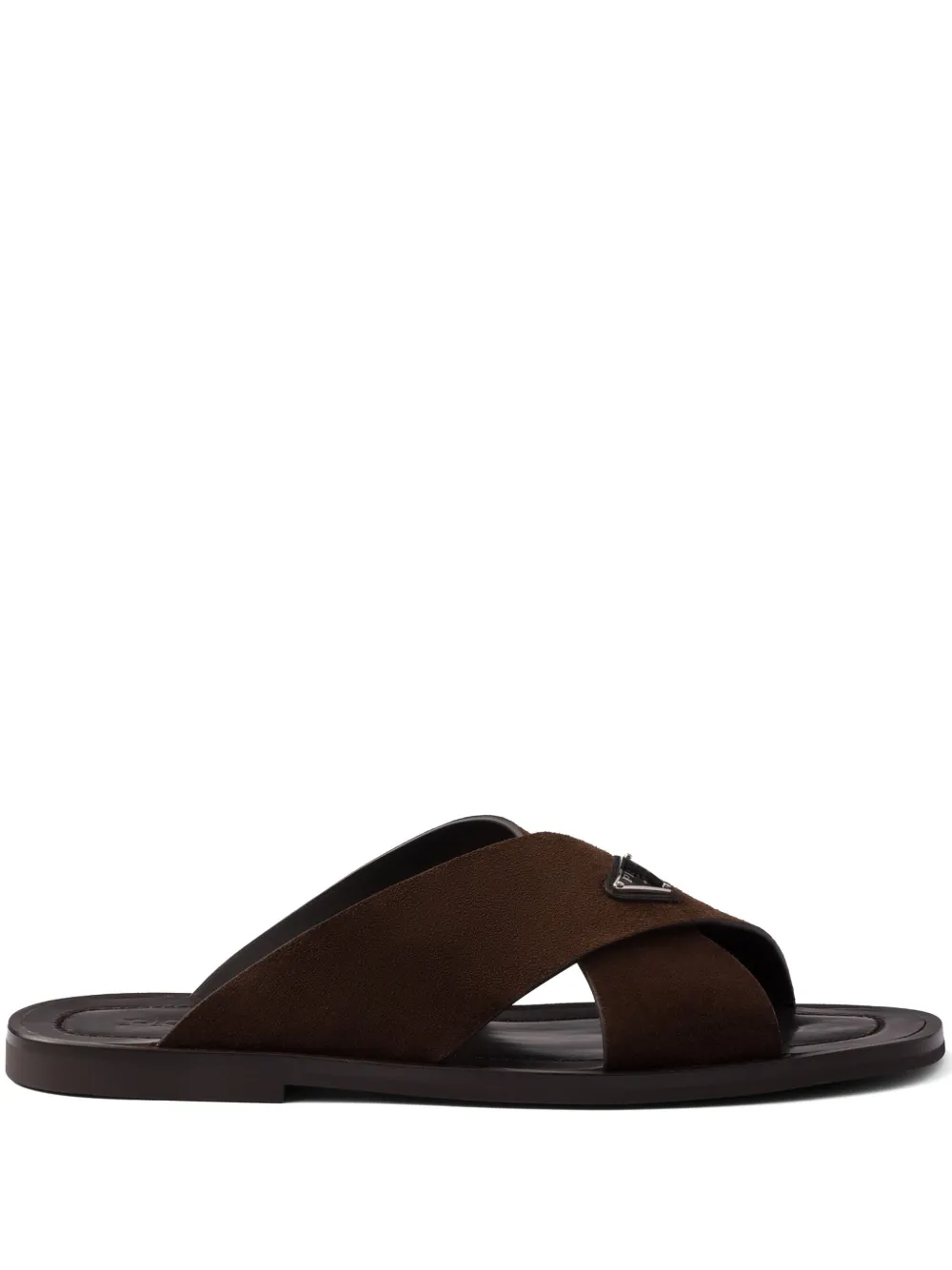 Prada Suede crisscross slides - Marrone