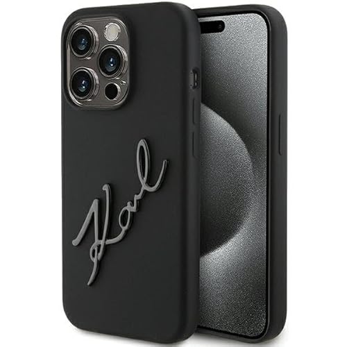 Karl Lagerfeld Karl Lagerfeld Klhcp15Lsksbmck Custodia Cellulari Per Iphone 15 Pro 6.1'' Custodia Rigida In Silicone Nera Karl Script