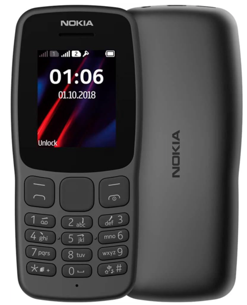 TELEFONO CELLULARE NOKIA 106 DUAL SIM RADIO FM, TASTIERA FISICA NERO 2K RUBRICA
