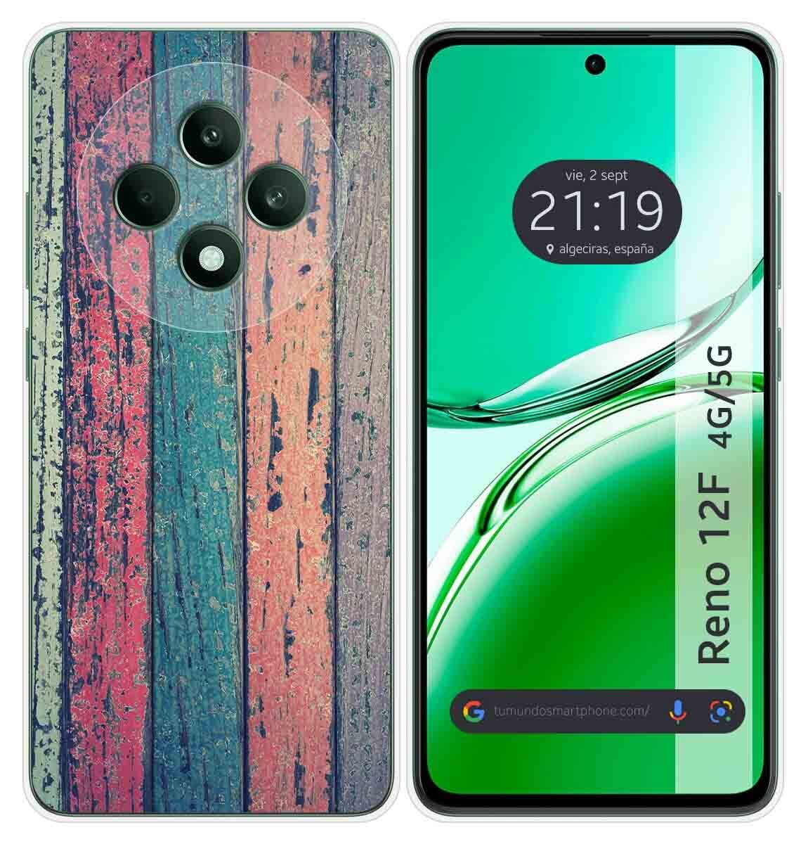 Cover Silicone per Oppo Reno 12F 4G/12 F 5G Disegno Legno 10 Disegni