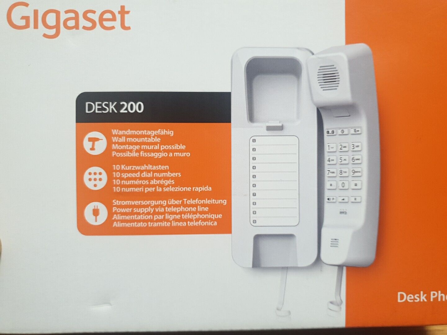 Gigaset Desk 200 Bianco O Nero Telefono Con Filo e Display da Tavolo o Parete