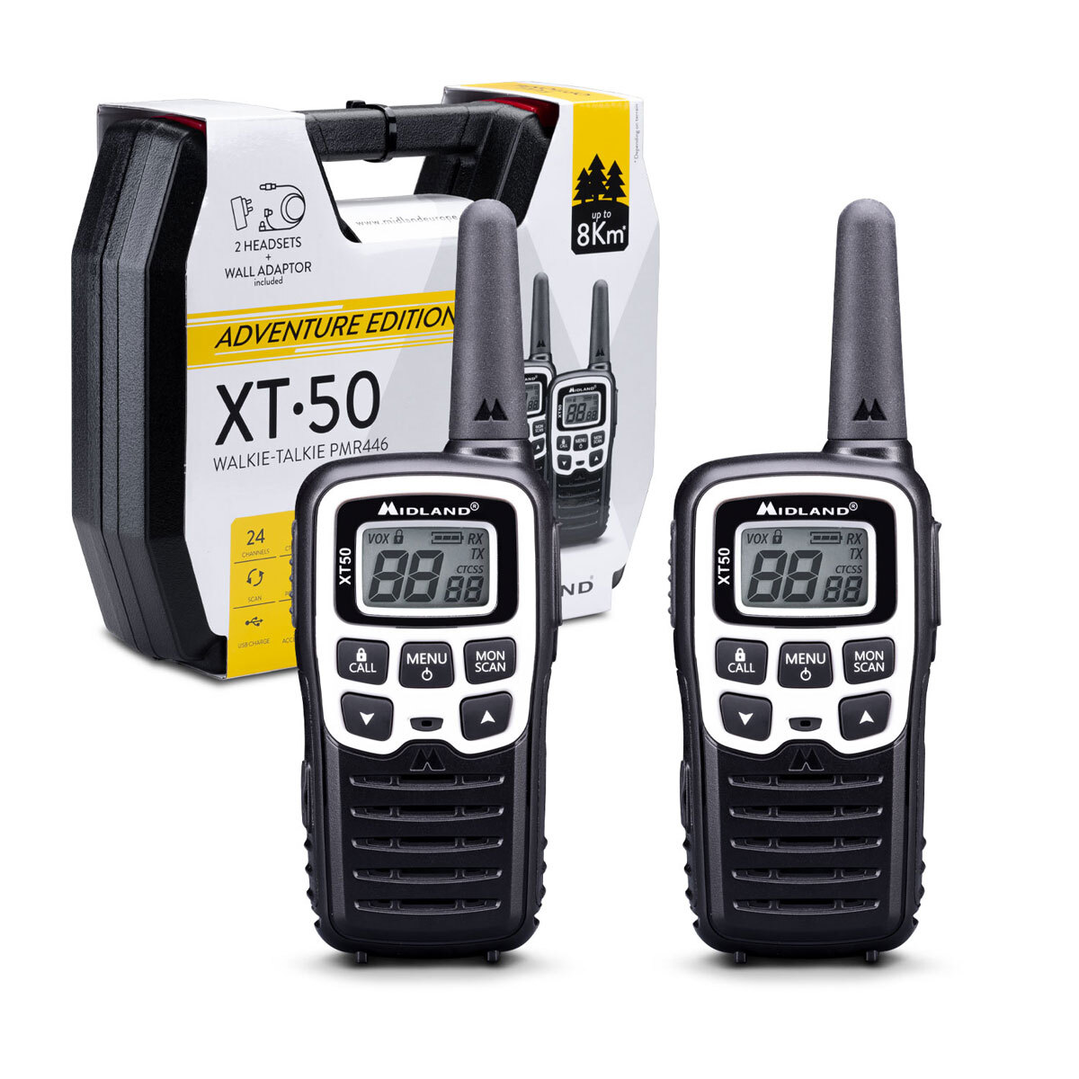 Coppia Walkie Talkie MIDLAND XT50 Adventure con Auricolari e Caricabatterie