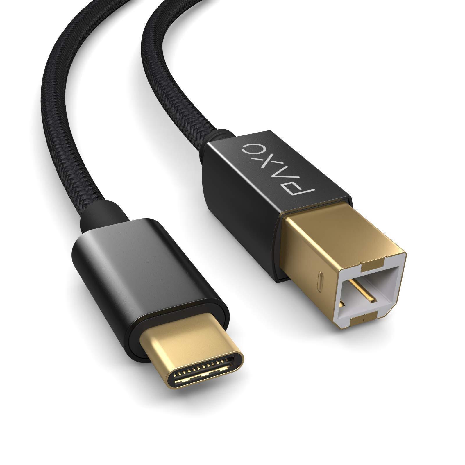 PAXO Cavo stampante USB in nylon 2m nero da spina USB C a USB B cavo di ricar...