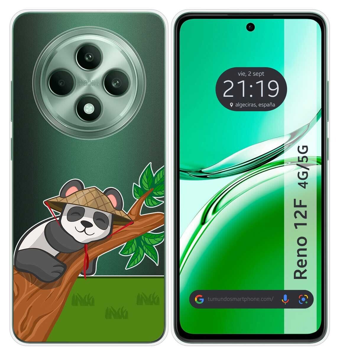 Cover Silicone Trasparente per Oppo Reno 12F 4G/12 F 5G Disegno Panda Disegno