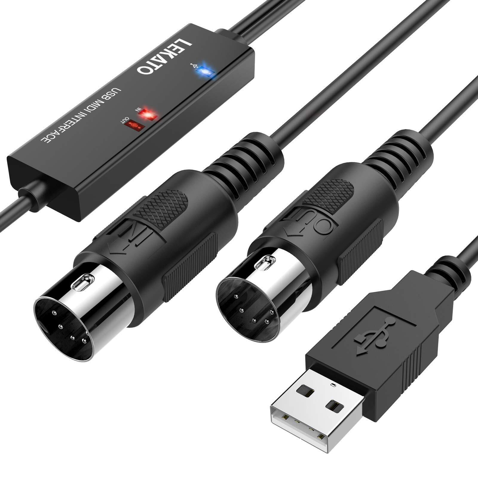 LEKATO Cavo MIDI adattatore MIDI USB con indicatore luminoso Interfaccia MIDI...