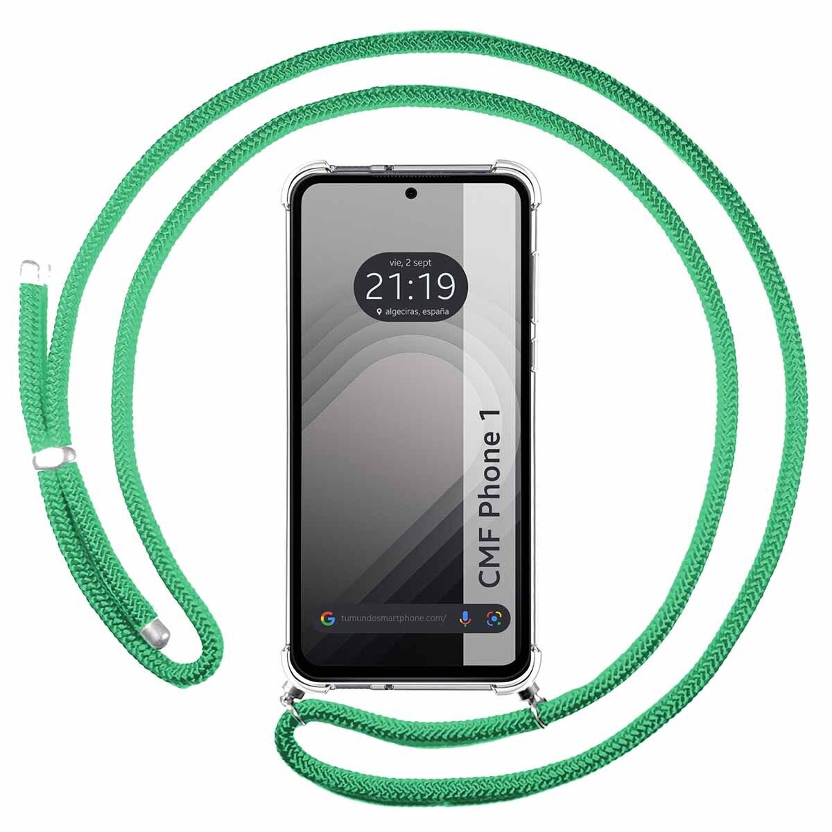 Cover Ciondolo Trasparente per Nothing CMF Phone 1 Con Corda Verde Acqua