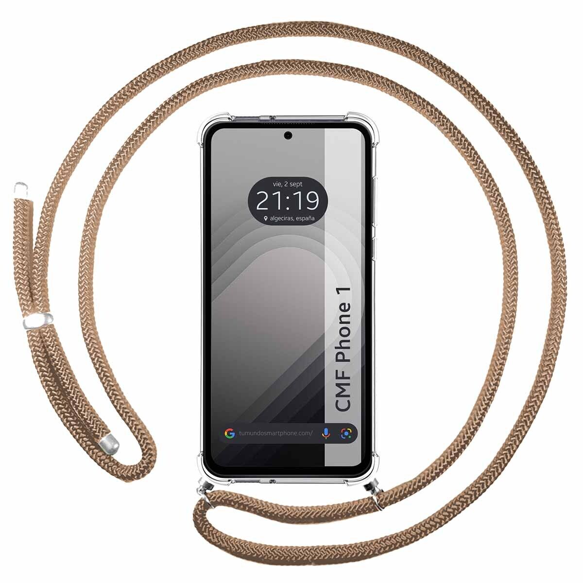 Cover Ciondolo Trasparente per Nothing CMF Phone 1 Con Cordino Camel