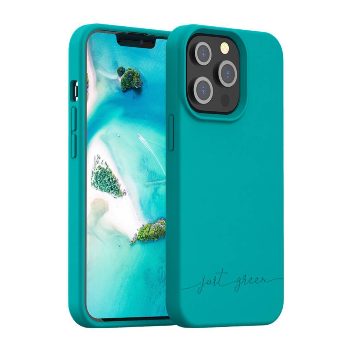 JUST GREEN, Custodia protettiva per iPhone 13 Pro Natura Recyclable, Blu